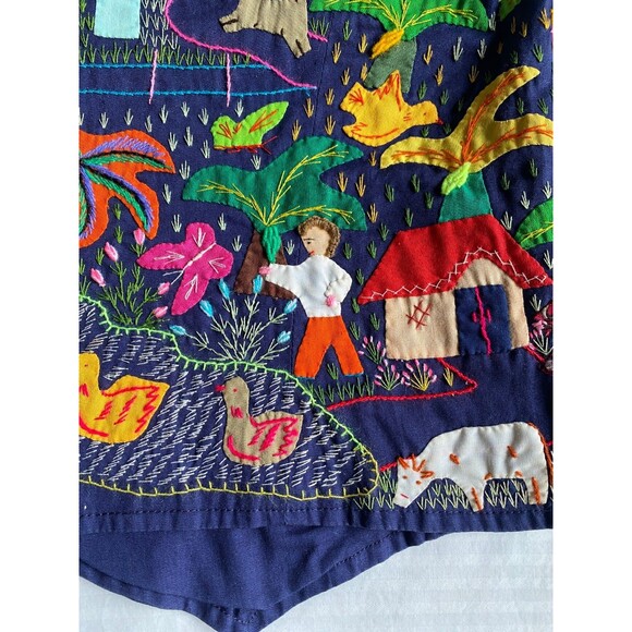 Colombian CUYAMUNA Vintage Handmade Boho Appliqué Embroidered Vest Folk Hippie - Picture 9 of 11